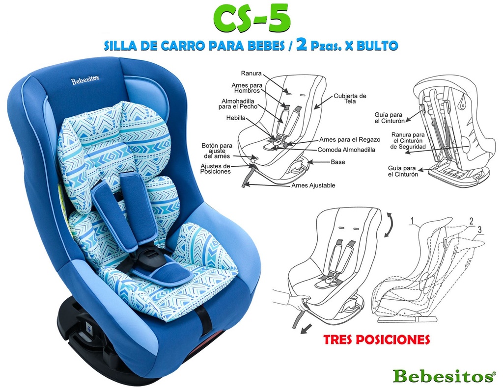 CS-5 SILLA PARA CARRO AZUL ESTAMPADA