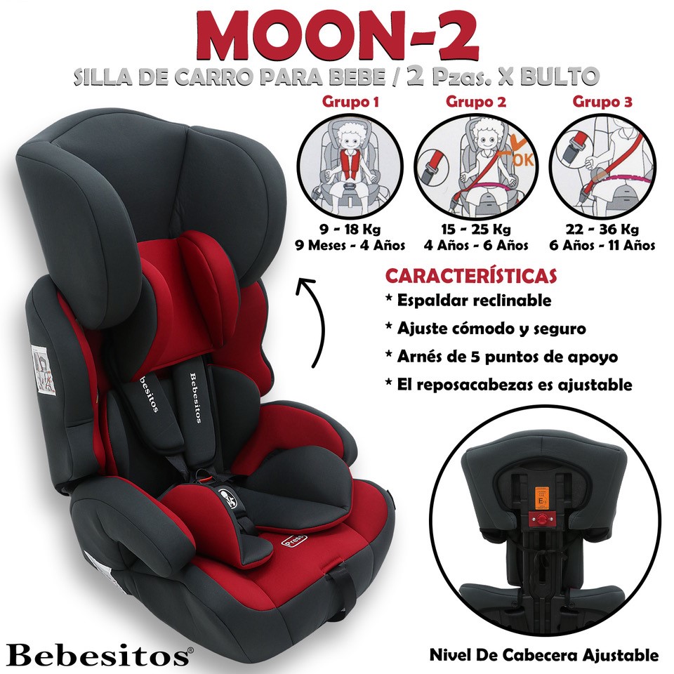 MOON-2 SILLA DE CARRO BLACK & RED X 2