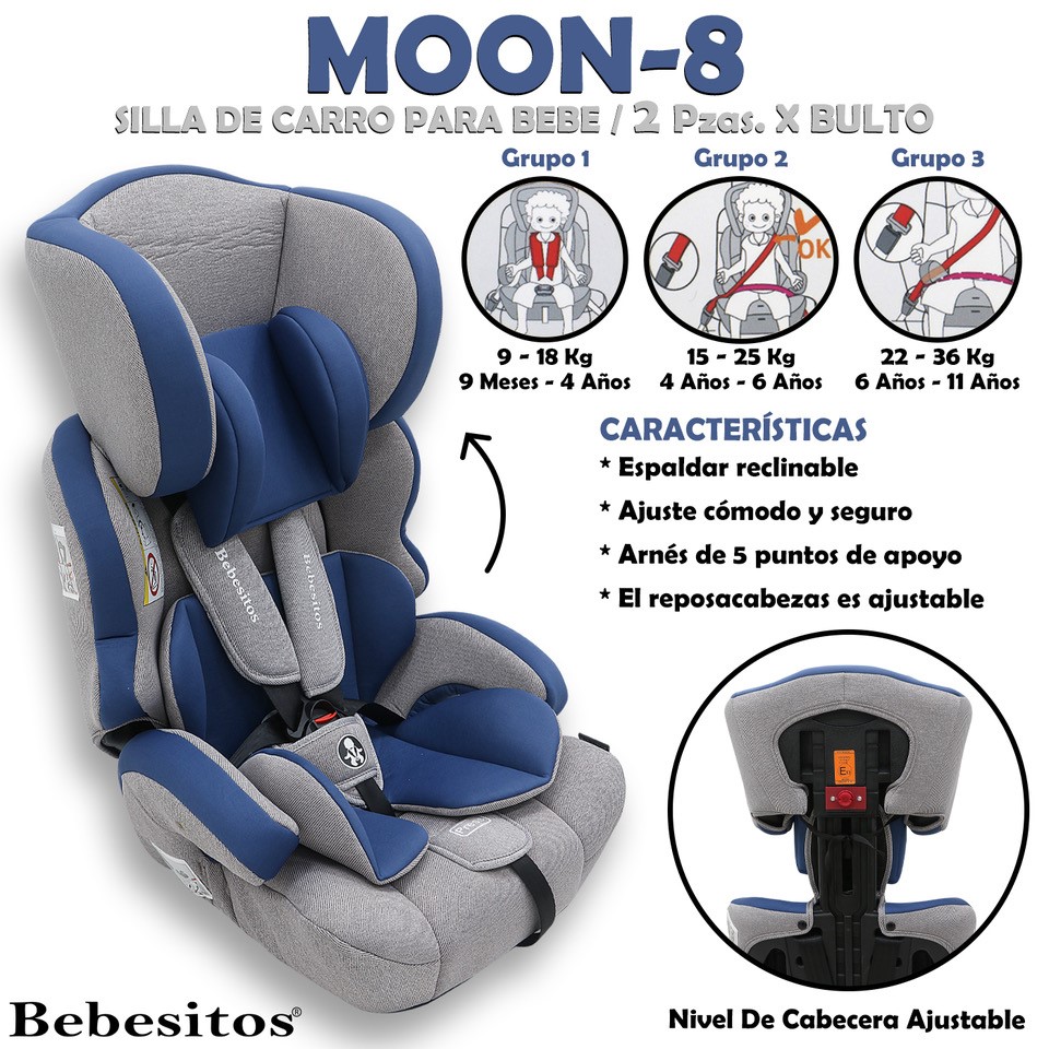 MOON-8 SILLA DE CARRO GRAY BLUE X 2