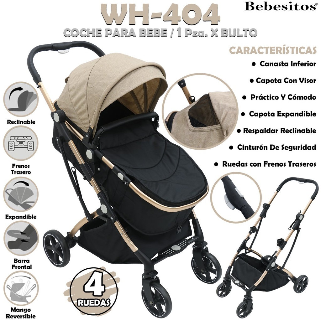 WH-404 COCHE PARA BEBE BEIGE X1