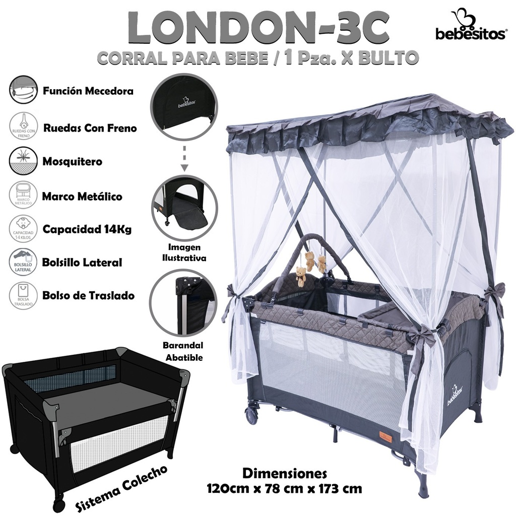 LONDON-3C CORRAL CASA PARA BEBE X1
