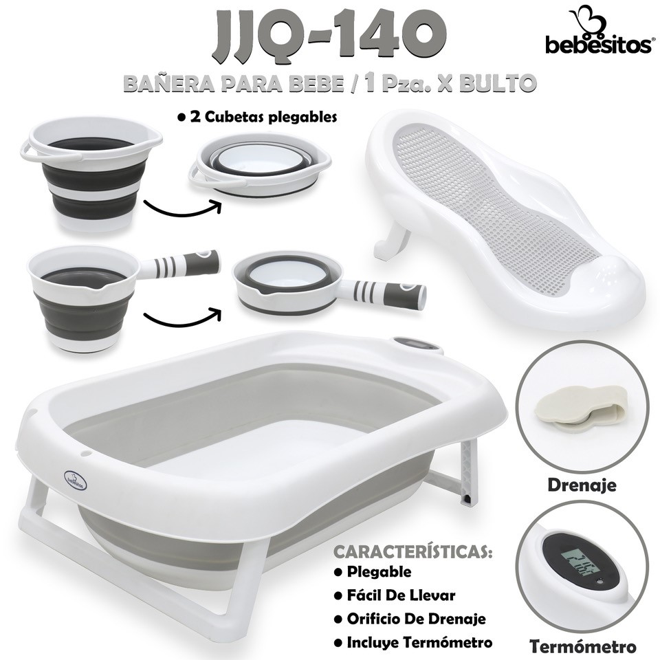 JJQ-140 BAÑERA PLEGABLE WHITE + CUBETAS