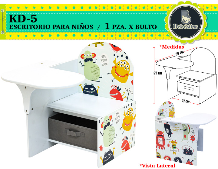 KD-5-ESCRITORIO NIÑO MONSTER BLANCO