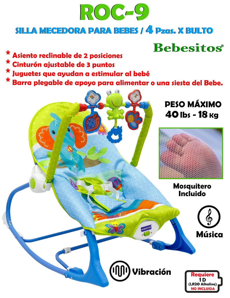 ROC-9-SILLA MECEDORA  AZUL CON VERDE