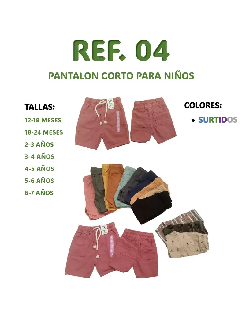 04 PANTALON CORTO PARA NIÑOS
