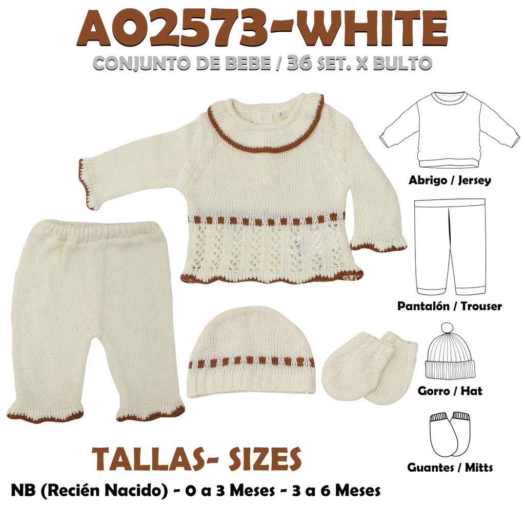 A02573-WHITE CONJUNTO BEBÉ