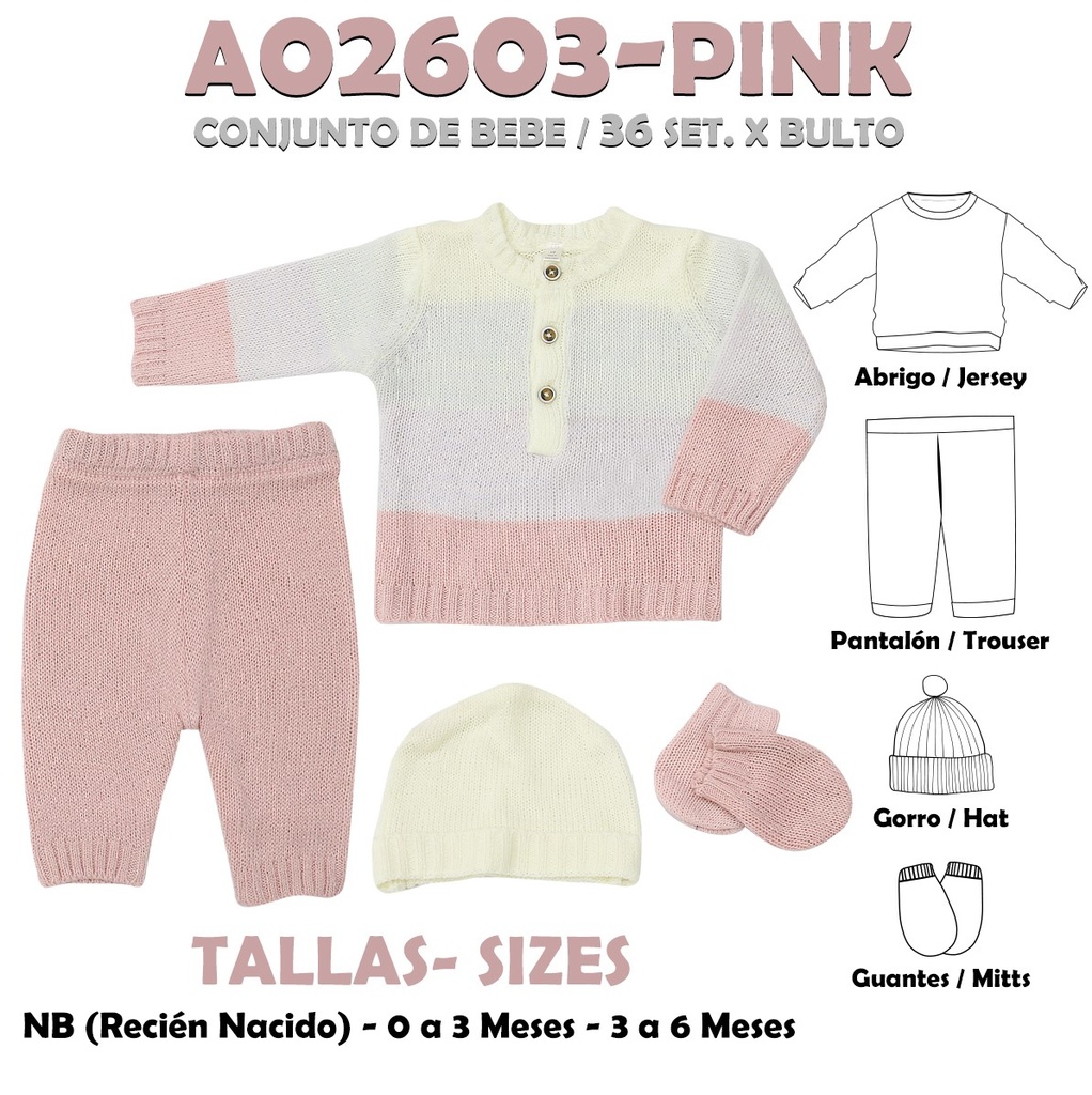 A02603-PINK CONJUNTO DE BEBE