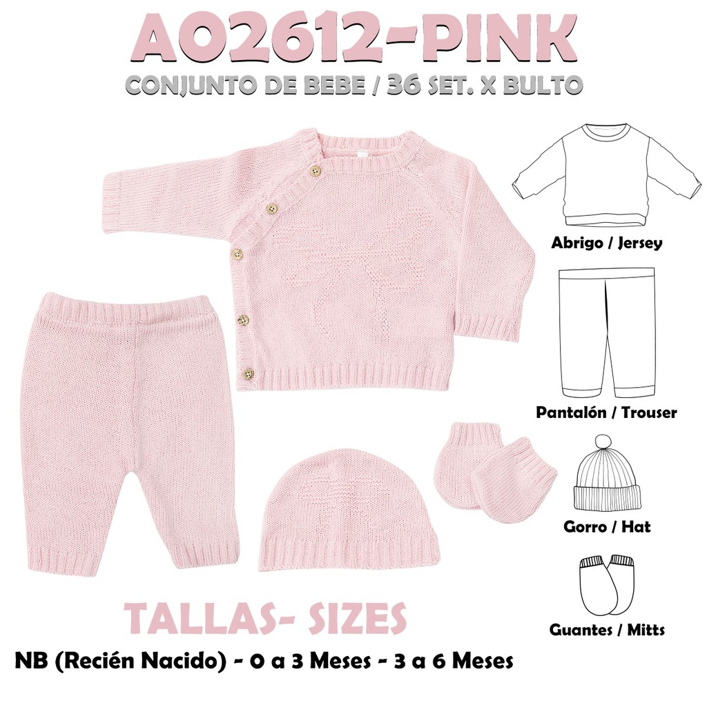 A02612-PINK CONJUNTO DE BEBE