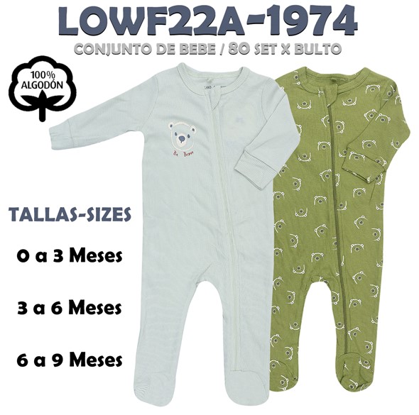 LOWF22A-1974 PIJAMA PARA BEBE SET 2 PZAS