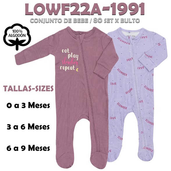 LOWF22A-1991 PIJAMA PARA BEBE SET 2 PZAS
