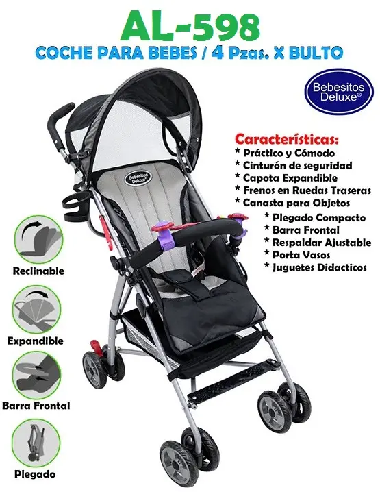 AL-598 COCHE PARAGUA NEGRO - GRIS X 4