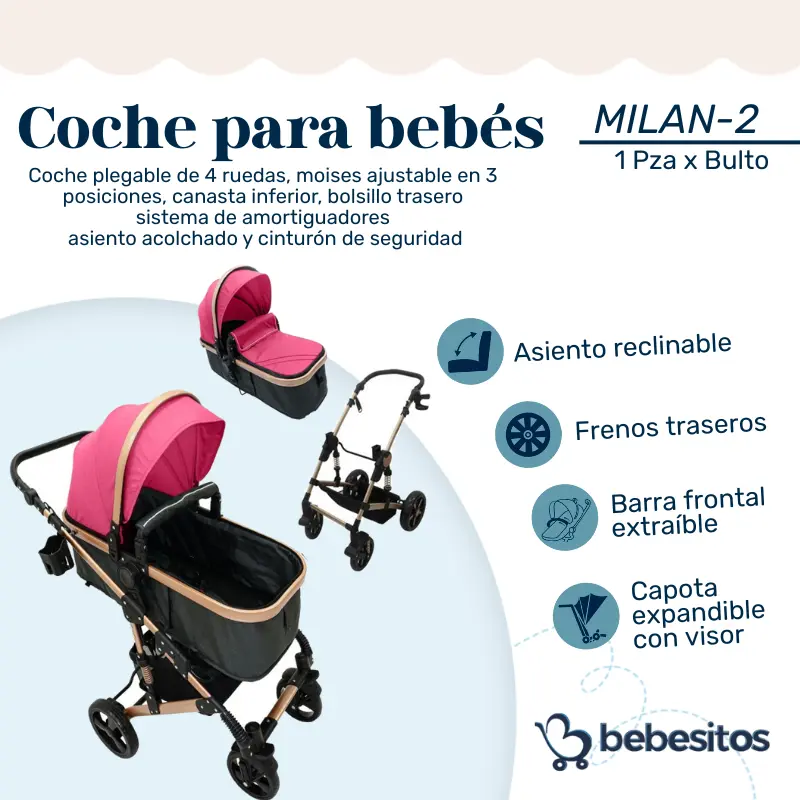 MILAN-2 COCHE FUCSIA PARA BEBE X 1