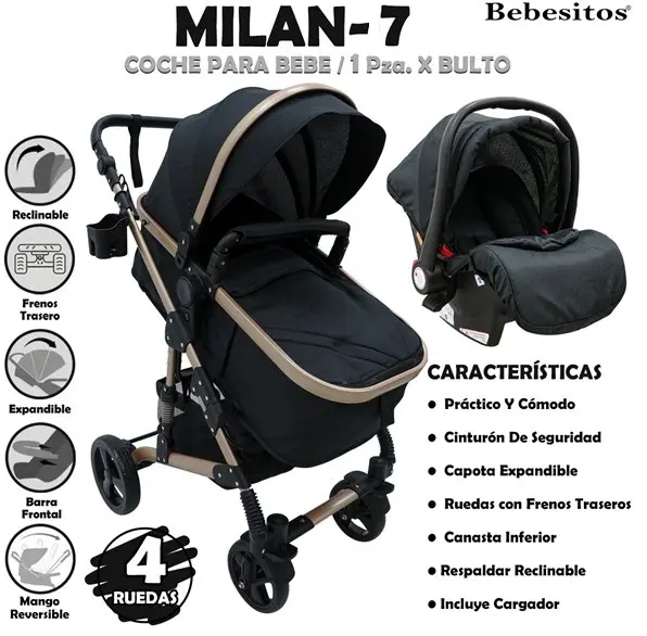 MILAN-7 COCHE NEGRO PARA BEBE X 1