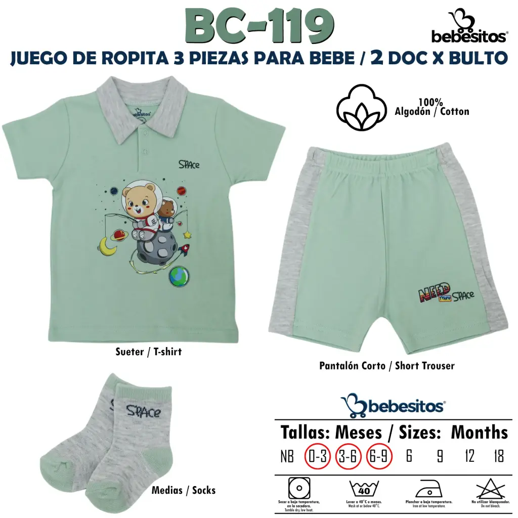 BC-119 MUDA GREEN X 3 PCZ / 2 DOC X BULTO