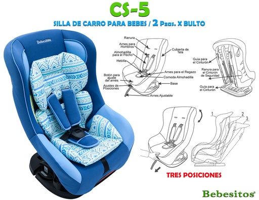 [CS-5 SILLA PARA CARRO] CS-5 SILLA PARA CARRO AZUL ESTAMPADA