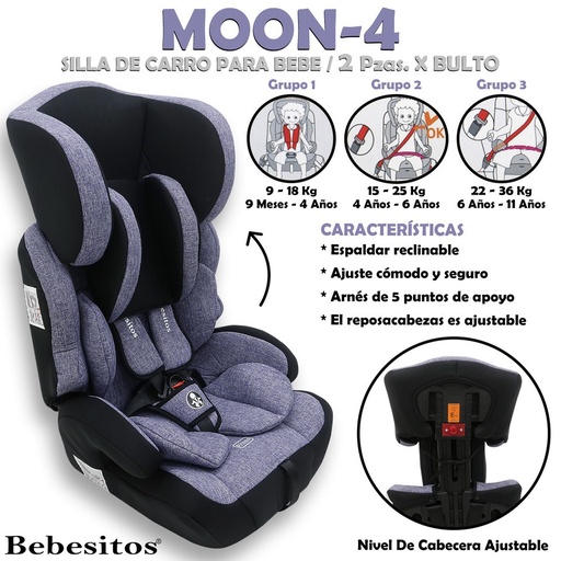 [MOON-4] MOON-4 SILLA DE CARRO GRAY - BLACK X 2