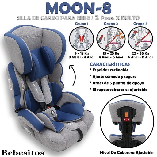 [MOON-8] MOON-8 SILLA DE CARRO GRAY BLUE X 2