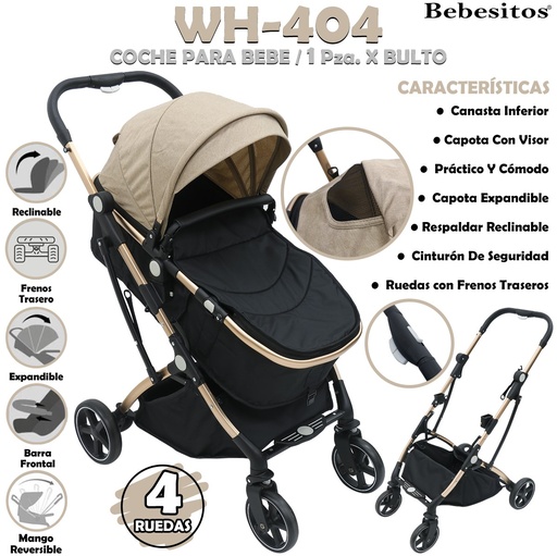 [WH-404] WH-404 COCHE PARA BEBE BEIGE X1