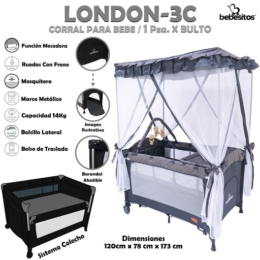 [LONDON-3C] LONDON-3C CORRAL CASA PARA BEBE X1