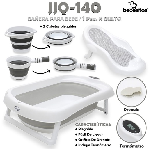[JJQ-140] JJQ-140 BAÑERA PLEGABLE WHITE + CUBETAS