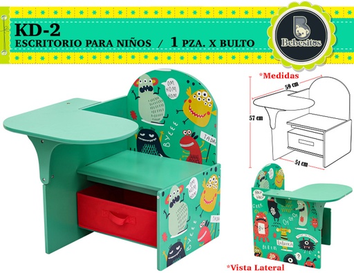 [KD-2] KD-2-ESCRITORIO NIÑO MONSTER VERDE