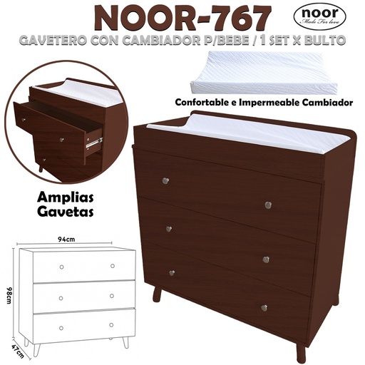 [NOOR-767] NOOR-767 GAVETERO BROWN CON CAMBIADOR