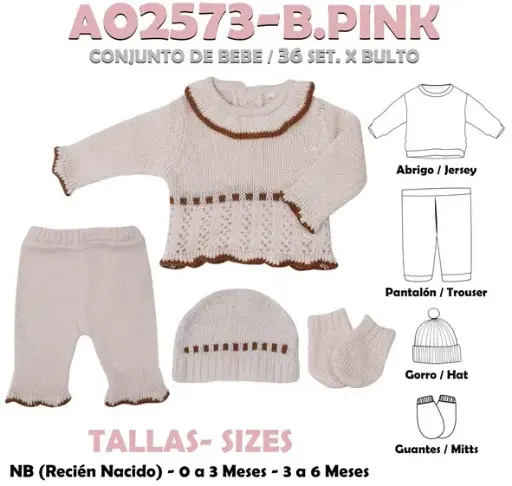 [A02573-B. PINK] A02573-B. PINK CONJUNTO BEBÉ