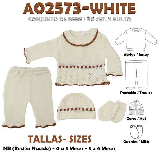 [A02573-WHITE] A02573-WHITE CONJUNTO BEBÉ