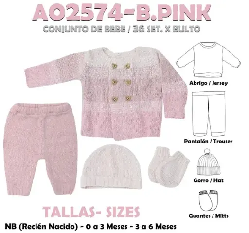 [A02574-B. PINK] A02574-B. PINK CONJUNTO BEBÉ