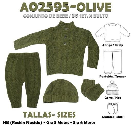 [A02595-OLIVE] A02595-OLIVE CONJUNTO DE BEBE