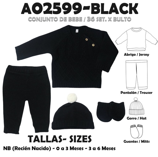 [A02599-BLACK] A02599-BLACK CONJUNTO DE BEBE