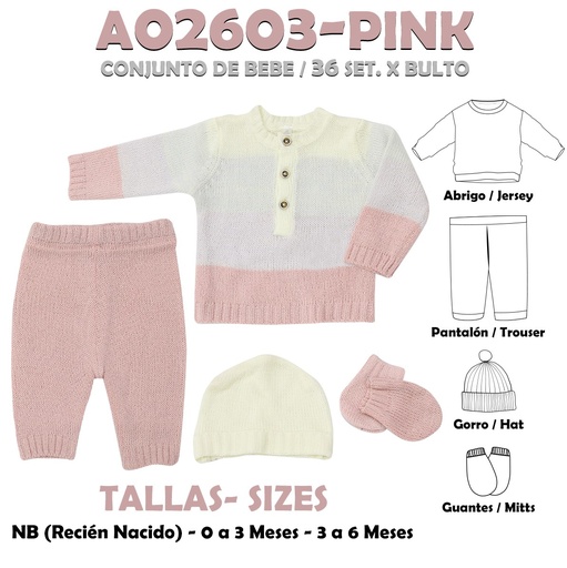 [A02603-PINK] A02603-PINK CONJUNTO DE BEBE