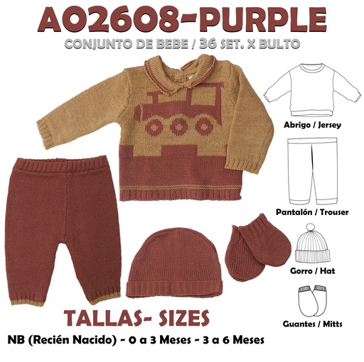 [A02608-PURPLE] A02608-PURPLE CONJUNTO DE BEBE