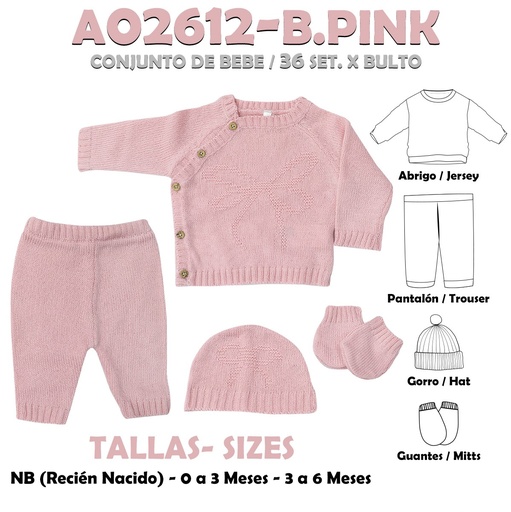 [A02612-B.PINK] A02612-B.PINK CONJUNTO DE BEBE