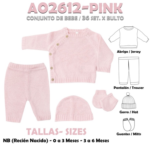 [A02612-PINK] A02612-PINK CONJUNTO DE BEBE