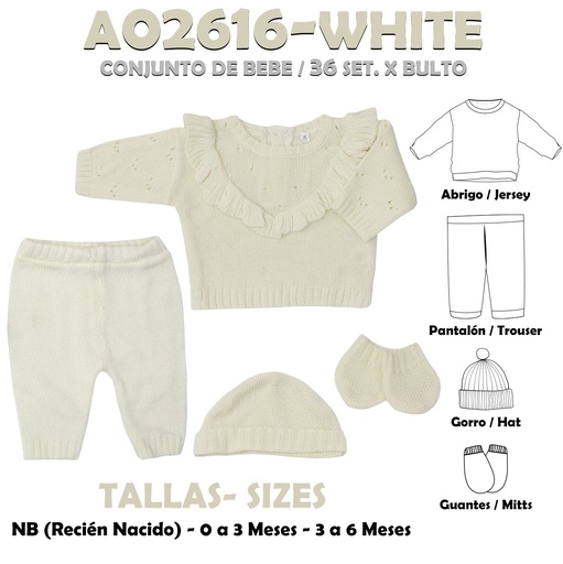 [A02616-WHITE] A02616-WHITE CONJUNTO DE BEBE