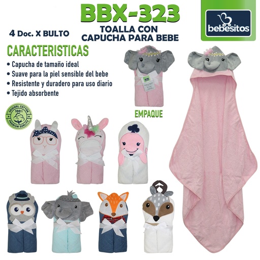 [BBX-323] BBX-323 TOALLA CON CAPUCHA PARA BEBE