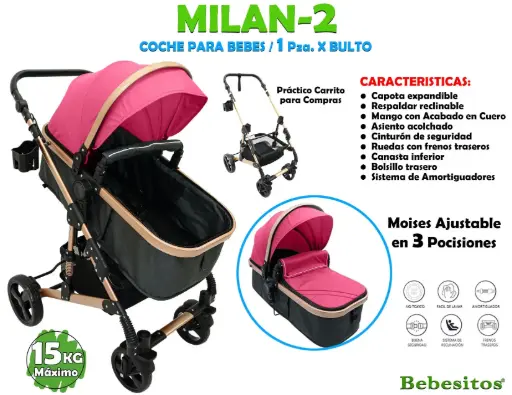 [MILAN-2] MILAN-2 COCHE FUCSIA PARA BEBE X 1