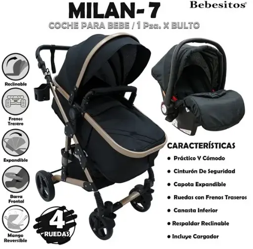 [MILAN-7] MILAN-7 COCHE NEGRO PARA BEBE X 1