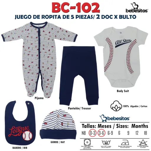 [BC-102 MUDA BASEBALL X 5 PCZ] BC-102 MUDA BASEBALL X 5 PCZ / 2 DOC X BULTO