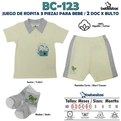 [BC-123 MUDA GREY X 3 PCZ] BC-123 MUDA GREY X 3 PCZ / 2 DOC X BULTO