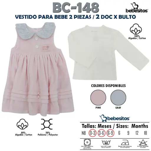 [BC-148 VESTIDO X 2 PCZ] BC-148 VESTIDO X 2 PCZ / 2 DOC X BULTO
