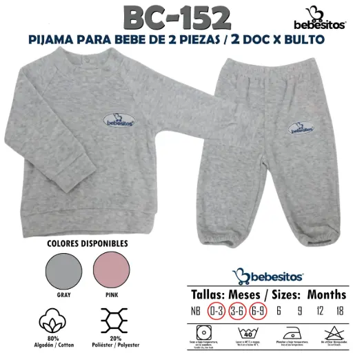 [BC-152 PIJAMA NIÑ@ X 2 PCZ] BC-152 PIJAMA NIÑ@ X 2 PCZ / 2 DOC X BULTO 
