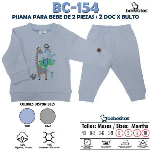 [BC-154 PIJAMA NIÑO X 2 PCZ] BC-154 PIJAMA NIÑO X 2 PCZ / 2 DOC X BULTO