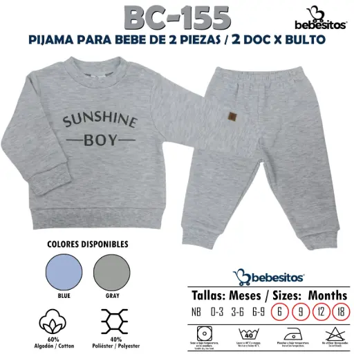 [BC-155 PIJAMA NIÑO X 2 PCZ] BC-155 PIJAMA NIÑO X 2 PCZ / 2 DOC X BULTO
