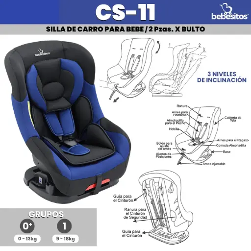 [CS-11 SILLA PARA CARRO AZUL] CS-11 SILLA PARA CARRO AZUL X 2