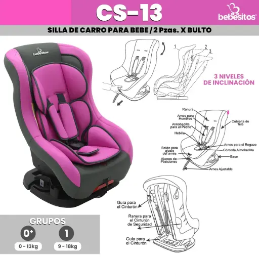 [CS-13 SILLA PARA CARRO] CS-13 SILLA PARA CARRO ROSA X 2