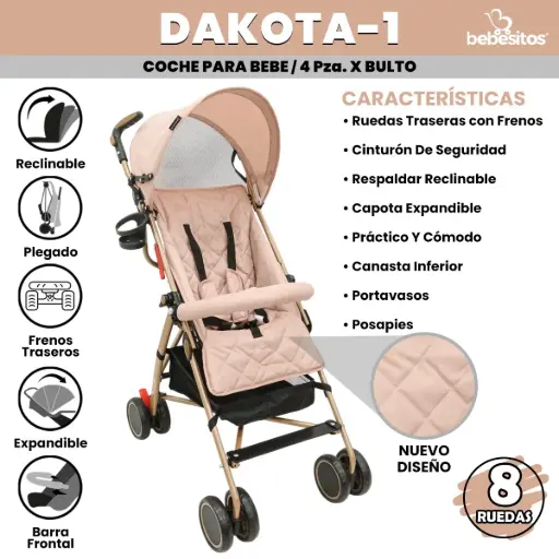 [DAKOTA-1] DAKOTA-1 COCHE NUDE PARA BEBE X 4