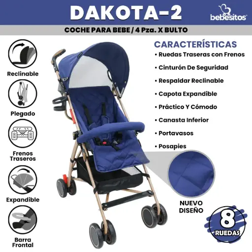 [DAKOTA-2] DAKOTA-2 COCHE AZUL PARA BEBE X 4