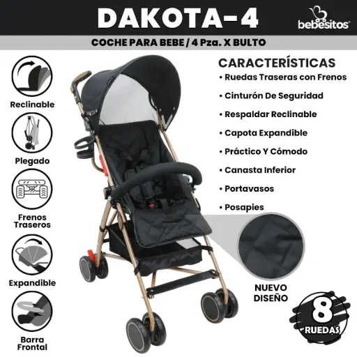 [DAKOTA-4] DAKOTA-4 COCHE NEGRO PARA BEBE X 4